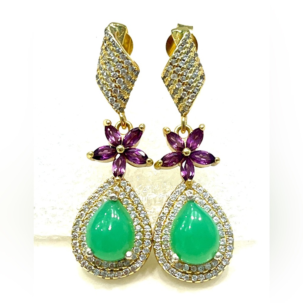 2ct Australian Jade Amethyst 14KGP Earrings